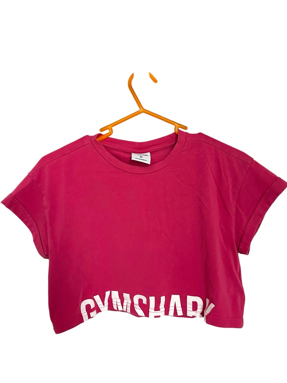 Gymshark Fraction Crop Top Hot Pink Boxy Tee- XS - Picture 3 of 8